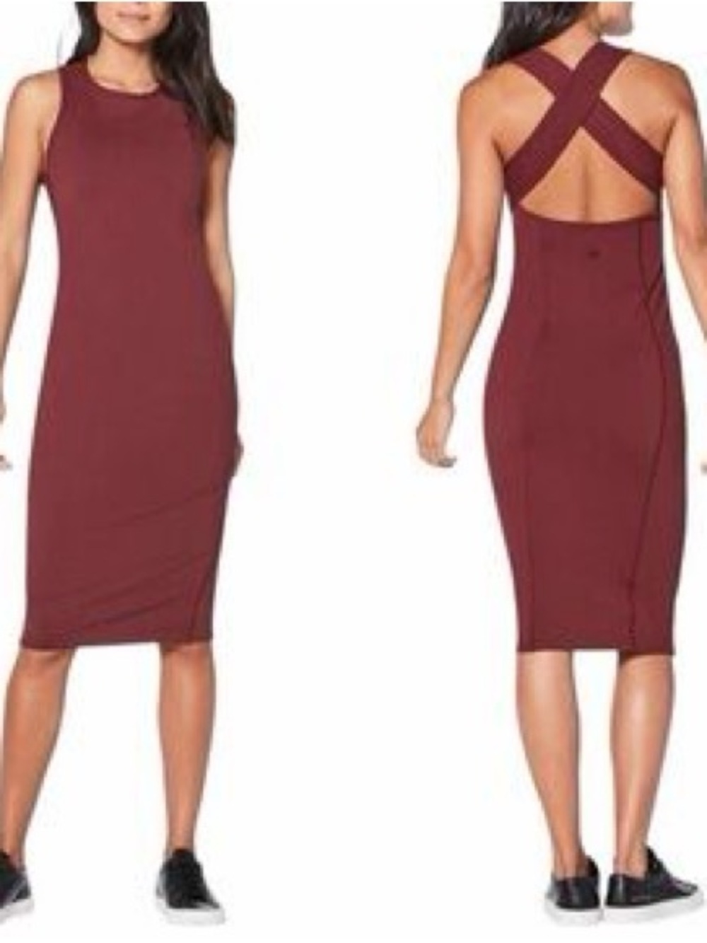 lululemon athletica Crisscross Back Sleeveless Midi Dress in Burgundy